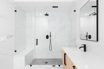 Walk-in Shower with Matte Black Fixtures